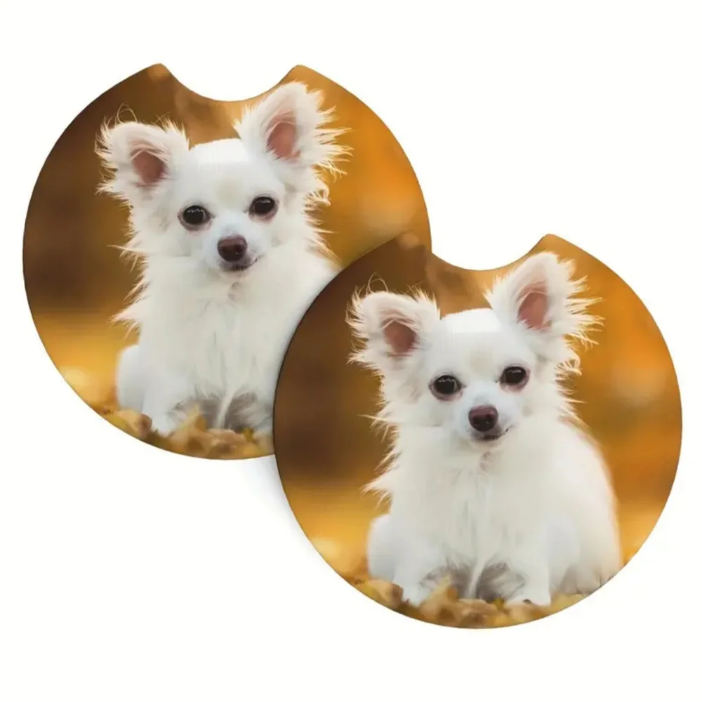 2pc Dog Print Car Coasters